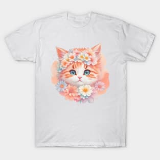 Vivid Kitten Dreams: Ragamuffin's Floral Wonderland T-Shirt